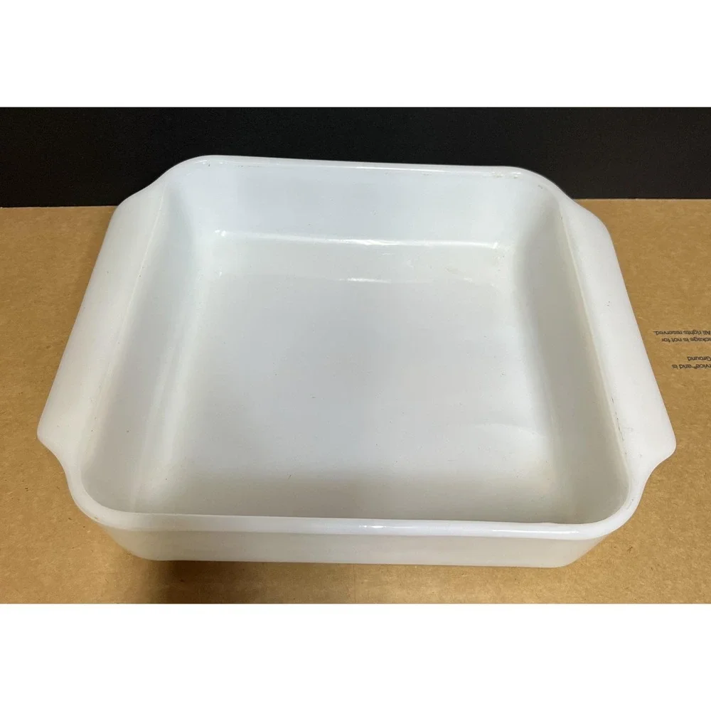 Vintage Fire-King 8 Inch Square Baking Dish Meadow Green Anchor Hocking USA 435‎